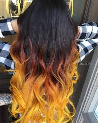 Black And Yellow Hair Color Black To Brown To Yellow Ombre Hair Unnatural Hair Color Yellow Hair Color Flame Hair