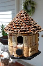 Pine Cone Roof Wine Cork Bird House Wine Cork Birdhouse Wine Cork Crafts Cork Crafts
