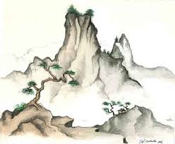 Drawing On An Acoustic Guitar Japanese Drawings Japanese Landscape Japanese Mountains
