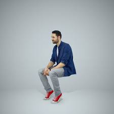 Sitting Man With Blue Shirt And Grey Pants Cman0302 Hd2 O01p02 S 3d Model Grey Pants People Cutout Blue Shirt