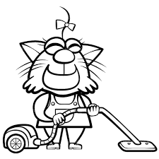 Each printable highlights a word that starts. Online Coloring Pages Coloring Page Cat Vacuuming Cleaning Download Print Coloring Page