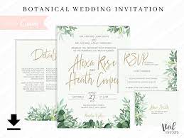 Botanical Wedding Invitation Rsvp Instant Canva Template Etsy Botanical Wedding Invitations Botanical Wedding Wedding Invitations
