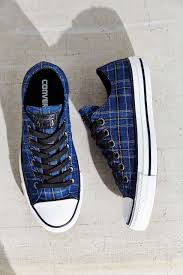 Black And Blue Converse Converse Chuck Taylor All Star Plaid Low Top Sneaker Urban Outfitters Converse Plaid Shoes Tartan Shoes
