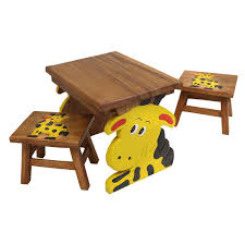 Esstisch set holz mit sechs stuehlen. Kinder Sitzgruppe Bank Und Stuhle 3er Set Tischgruppe Esstisch Massiv Robust Giraffe Motiv Holz Braun Oriental Galerie