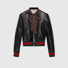Gucci Ruffle Leather Bomber Jacket Leather Bomber Jacket Leather Flight Jacket Leather Jacket