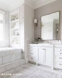 Gorgeous Master Bathroom With Grass Cloth Wall Paper And Marble Tiled Floors And Walls Design B Marble Bathroom Designs White Marble Bathrooms Trendy Bathroom