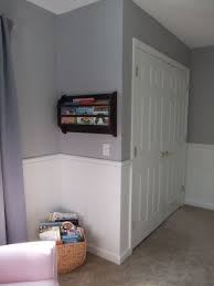 Will it look weird to have the white end in the middle of a wall? Gray On Top Chair Rail White On Bottom Nursery Nursery Chair Dining Room Chairs Modern Home