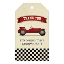Vintage Red Race Car Kids Birthday Party Favor Gift Tags Zazzle Com In 2020 Party Favors For Kids Birthday Cars Theme Birthday Party Birthday Party Favors