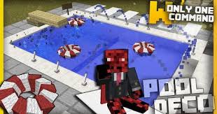 Minecraft Swimming Pool Decorations With Only One Command Block Swimming Pool Decorations Pool Decor Minecraft Swimming Pool