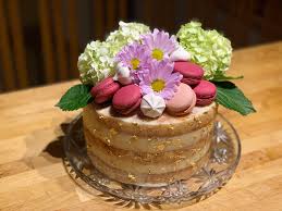 Putting fresh flowers on a cake is a great way to add some gorgeous decoration to your wedding cake but it's important to make sure your flowers are prepared properly. Champagne Naked Cake With Raspberry Mousse Macarons And Fresh Flowers Happy Birthday Mom Cakedecorating