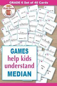 Understanding The Median 40 Math Cards With Games Guide 6s13 Math Games Middle School Middle School Math Math Practices Posters