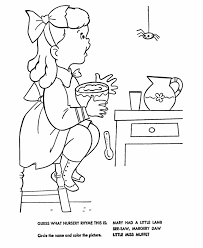 Preschoolers will love coloring in the scary spider and counting the shapes on miss muffet's dress! Little Miss Muffet Coloring Page Coloring Home