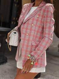 Rožinis languotas švarkas "Buttons" – Garde-robe Boutique