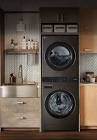 WKEX200HBA Front Load WashTower Laundry Centre with 5.2 cu. ft. Washer and 7.4 cu. ft. Electric Dryer in Black Steel LG