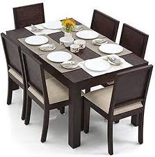 Find new and used kitchen and dining table sets for sale near you or sell your tables to local buyers. Monika Wood Furniture Sheesham Wood Dining Table 6 Seater Dinning Table With 6 Chairs With Cushion Dining Room Furniture Dark Walnut Finish Buy Online In El Salvador At Elsalvador Desertcart Com Productid 162015836