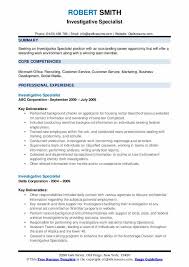 Fbi files have a low popularity rating; Investigative Specialist Resume Samples Qwikresume