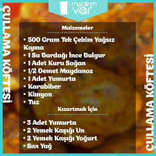 cullama koftesi icin gerekli malzemeler misafirimvar nerminin enfes mutfagi food lunch breakfast tasty foodie delicious eating eat foods