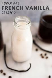 An Image Of A Glass Bottle Filled With Healthy Homemade French Vanilla Creamer Made With H French Vanilla Creamer Homemade Coffee Creamer Coffee Creamer Recipe