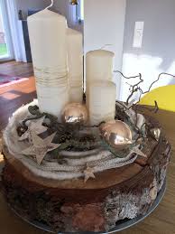 Adventskranz Auf Einer Baumscheibe Deko Weihnachten Adventskranz Baumscheiben Deko Weihnachten Weihnachtsdekoration