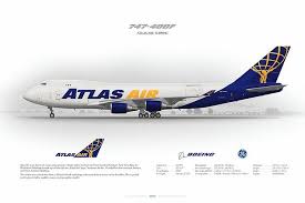 Collectible Art Prints Airliner Profile Prints Gift For Pilot Atlas Air Aircraft Art Aviation
