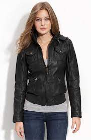 Michael Michael Kors Hooded Leather Bomber Jacket Nordstrom Chaquetas Cazadora Cuero Chaquetas De Cuero Femeninas