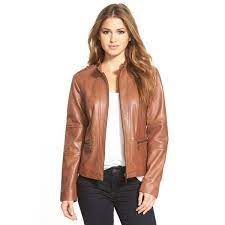 Petite Bernardo Kirwin Zip Front Leather Jacket Leather Jacket Jackets Real Leather Jacket