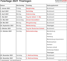 Dieser druckfertige kalender ist absolut kostenlos. Feiertage Thuringen 2021 2022 2023 Mit Druckvorlagen