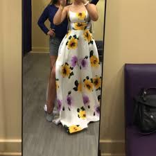 White prom dress with yellow flowers. Poshmark Buy And Sell Fashion Home Decor Beauty More