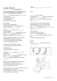 Complete The Story With The Past Simple Or Past Continuous Simple Past Song Love Story By Taylor Swift Canzoni Lingua Inglese Inglese