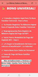 Sigue el pago del segundo bono para gran parte de la población que fue seleccionada por el anterior gobierno de. Bono Familiar Universal For Android Apk Download