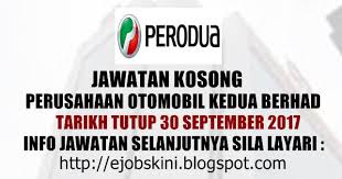 Jawatan terbaru 2017 di malaysia. Jawatan Kosong Di Perodua 2017 Surakarta D
