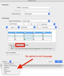 Ms Word How To Change The Language For A Table Style Microsoft Community