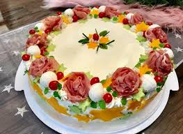 Pikante Torte Mit Prosciutto Im Weihnachtlichen Look Renateshaubenkuche Pikante Torte Herzhafte Tortchen Lebensmittel Essen