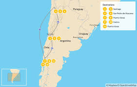 Click the map and drag to move the map around. Central Chile Lake District Atacama Desert 12 Days Kimkim
