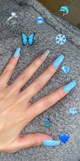 Xxl tapered square fall foil leaves encapsulated acrylic nail. Blue Nails Blue Glitter Nails Glitter Nails Acrylic Pink Acrylic Nails