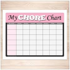 Kids Chore Chart Pink My Chore Chart Weekly Page Printable