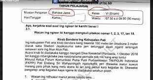 Berisi pelajaran aksara jawa beserta pasangan aksara carakan murda rekan swara wilangan sandangan tanda baca disertai contoh video dan sejarah. Soal Ulangan Tengah Semester 1 Bahasa Jawa Kelas 6 Sekolahdasar Net