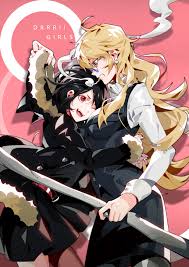Rule 34 Dev - 2boys artist_request black_hair blonde_hair blush bottomless  brown_eyes duo durarara!! dutch_angle fur_trim gay heiwajima_shizuo jacket  male multiple_boys off_shoulder orihara_izaya sex spread_legs straddle  straddling sunglasses ...