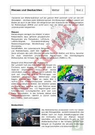 Zusätzliche infos wie satellitenbild, radar oder aktuelle isobarenkarte. Arbeitsblatt Wetter Geographie Gemischte Themen