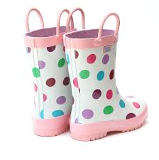Spot clean with soft cloth, do not machine wash; Pluie Pluie Girls Polka Dot Rain Boot