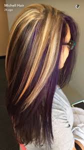 If your hair is light brown or dark blonde and you want to try an intense palette of purple shades, you can go without bleaching, but the end result could hair color chalks are a great compromise between bleaching+dye and extension options. Blond And Purple Hair Hair Styles Hair Color Purple Hair Color Highlights