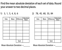 Mean Absolute Deviation Worksheets