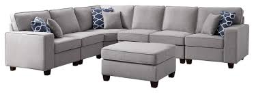 To accentuate our project's decidedly gray direction in san francisco, our interior designer emphasized the living rooms all gray focus by placing deep gray. In Stock Casanova 7pc Modular Sectional Sofa Ottoman In Light Gray Linen Modern Sectional Sofas By Lilola Home Houzz