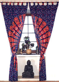 Top 100 nach tage top 100 nach woche top 100 nach monat. Boho Vorhange Gardine 1 Paar Mit Schlaufen Handbedruckter Ethno Style Vorhang Mandala Motiv Blau Rot 230x100x0 2 Cm