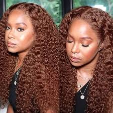 KEIMIT 200% Density 13X6 Auburn Brown HD Transparent Kinky Curly Lace Front  Wigs Human Hair For Women Glueless Wigs Human Hair Pre Plucked with Baby  Hair #33 (13x6 Chestnut Lace Front Wig, 20INCH) : Beauty & Personal Care