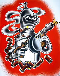 Bite My Shiny Metal Aff Flag Bender Futurama Futurama Tattoo Swag Cartoon Futurama