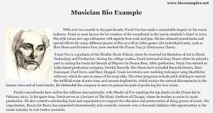 Beginner Biography Sample For Students Pdf Musician Bio Example Musician Best Biographies Biography Template