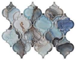 Walls, countertops, backsplash, shower walls, foyer and flooring (subject. Aladdin Blue Shell Glass Lantern Arabesque Pattern Mosaic Tile For Backsplash