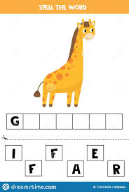 Elementary Crossword For Kids Guess The Word Giraffe Stock Vector Illustration Of African Guess 173414460