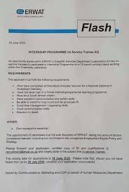 If you want to know the detail and the job vacancies of erwat learnership vacancy, you can go to their website directly. Zinhle Sangweni 2x Inservice Training For Analytical Facebook